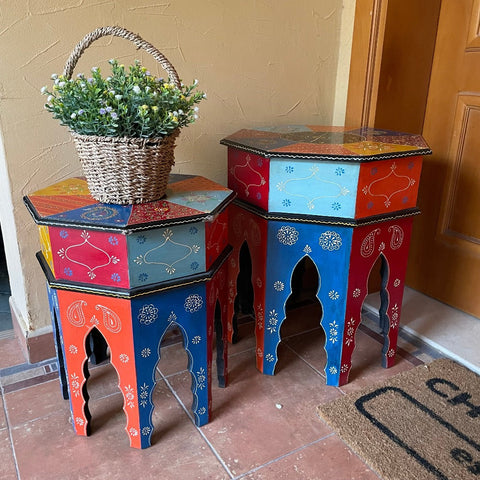 Wooden Colorful Stools Set of 2