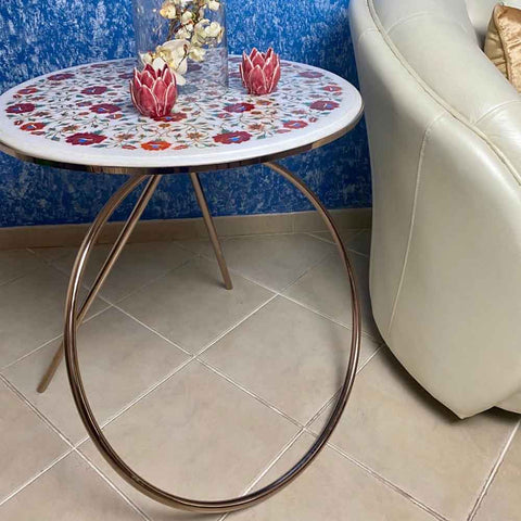 Marble Tabletop Stainless Steel Side Table - Min Ayn Home Home Decoration