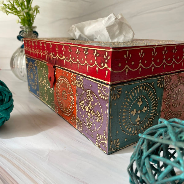 Tissue Box Colorful Wooden