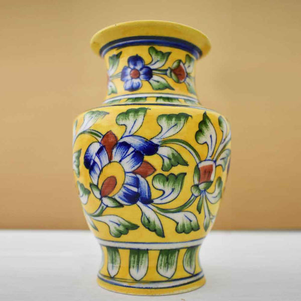 Blue Pottery Yellow Vase
