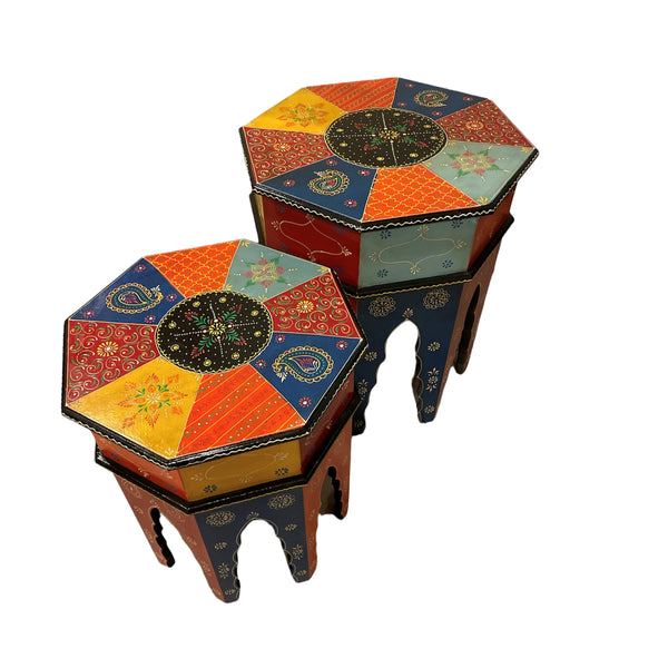 Wooden Colorful Stools Set of 2