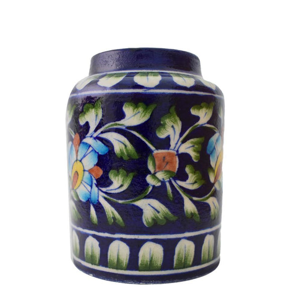Blue Pottery Floral Planter - Min Ayn Home Home Decoration