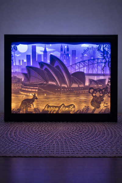 Sydney Opera House 3D Paper Cut Light Box – LED Shadow Box Frame