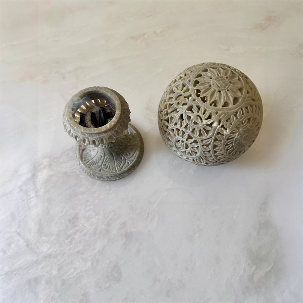 Hand-Carved Marble Bakhoor Burner & Candle Holder