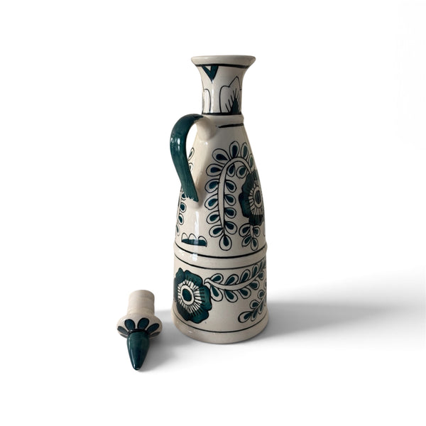 Blue Floral Ceramic Oil Bottle