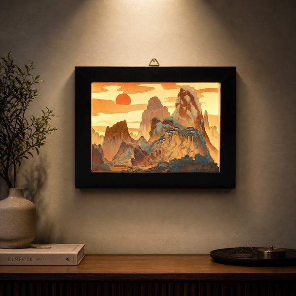 3D Paper Cut Led Light Mountain Design