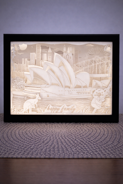 Sydney Opera House 3D Paper Cut Light Box – LED Shadow Box Frame