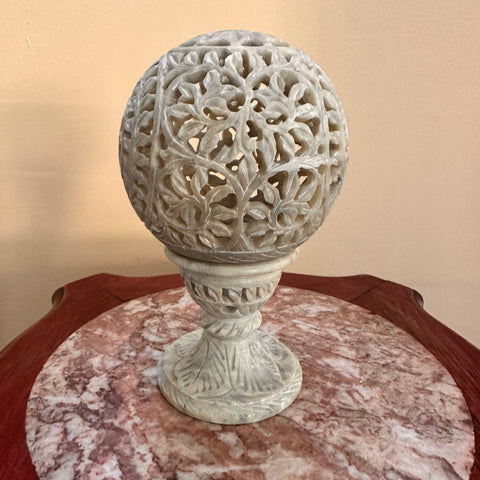 Marble Candle Holder Ball With Pedestal