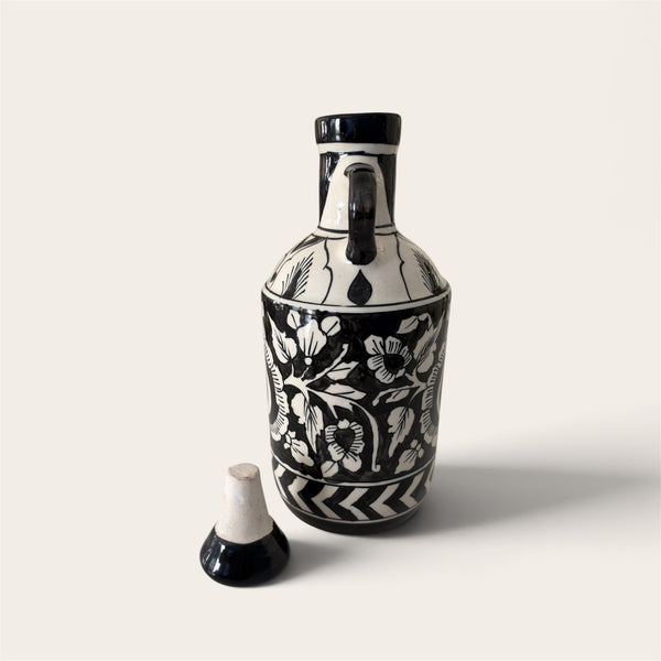 Black & White Ceramic Oil Bottle