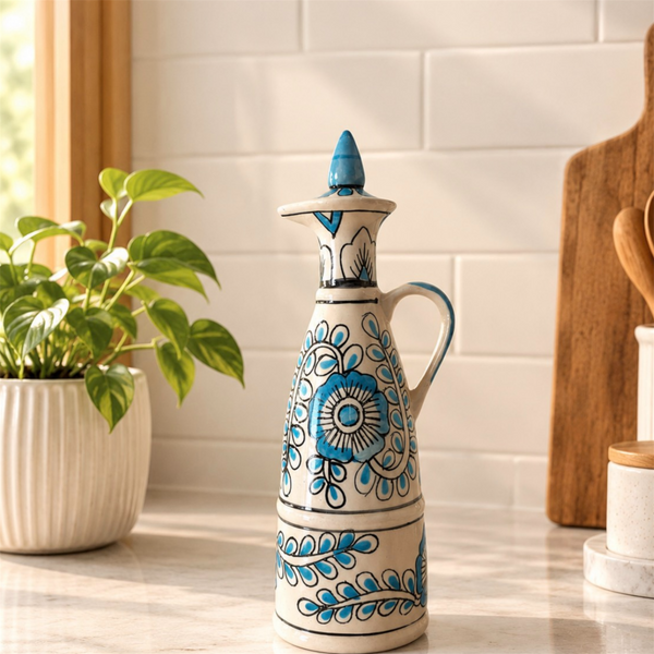 Blue & White Ceramic Oil Bottle