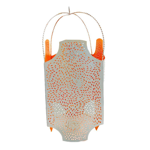 Metal Lantern Candle Holder Orange White - Min Ayn Home Home Decoration