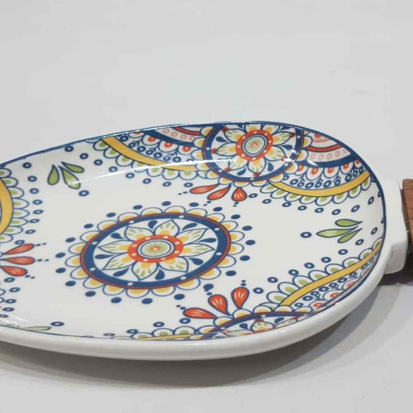 Ceramic Serving Pan With Wooden Handle