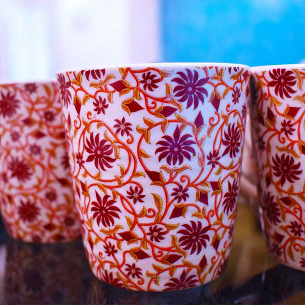 Coffee Mugs With Design - Set Of 6 - Min Ayn Home Home Decoration