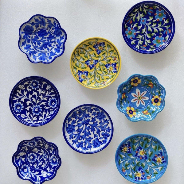 Snack Plate Blue Pottery - Min Ayn Home Home Decoration