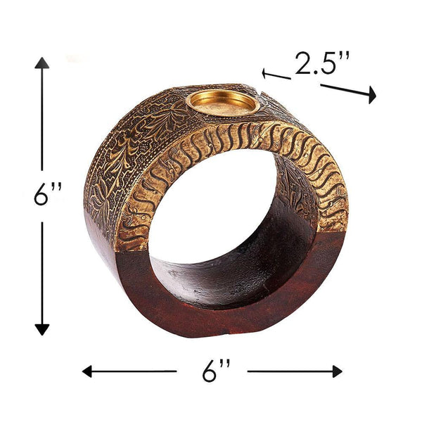 Brass Fitted Round Candle Holder - Min Ayn Home Home Decoration