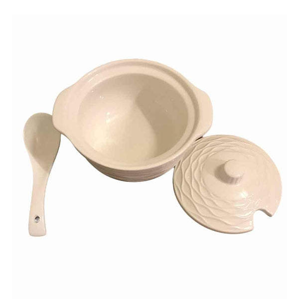Ceramic Soup Bowl With Spoon - Min Ayn Home Home Decoration