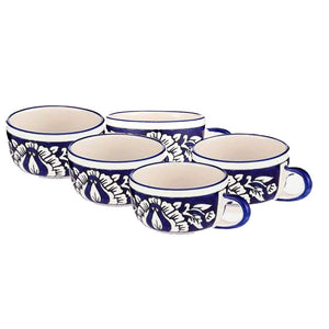 Blue Ceramic Tea Cups Drinkware Set