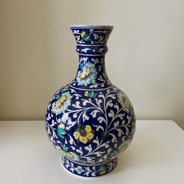 Bottleneck Blue Pottery Vase