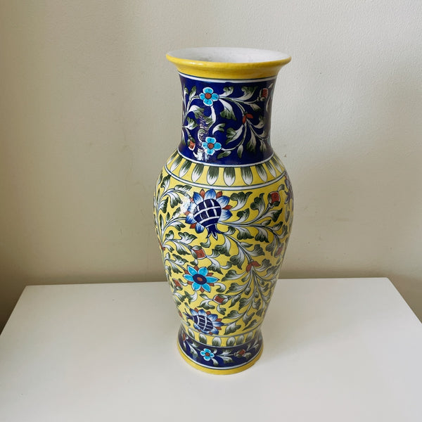 Blue Pottery Accent Floral Vase
