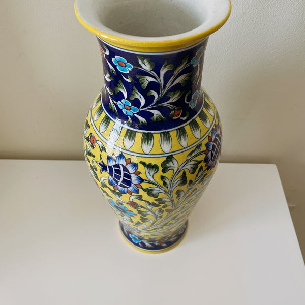 Blue Pottery Accent Floral Vase