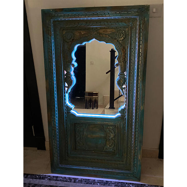 Wooden Wall Mounted Mirror With Led - Min Ayn Home EID Sale