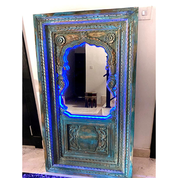 Wooden Wall Mounted Mirror With Led - Min Ayn Home EID Sale