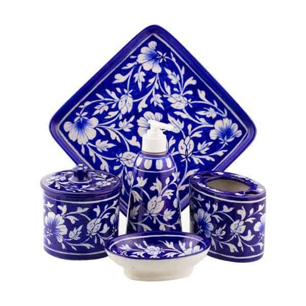 Ceramic Blue Bathroom Set - Min Ayn Home Home Decoration