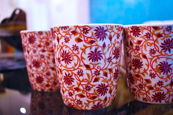 Coffee Mugs With Design - Set Of 6 - Min Ayn Home Home Decoration