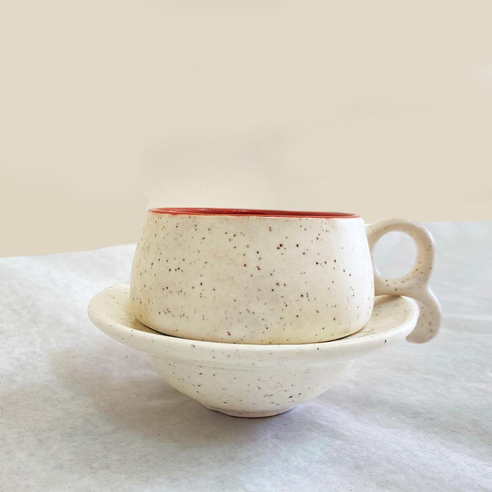 Ceramic Matte Tea Cup With Plate