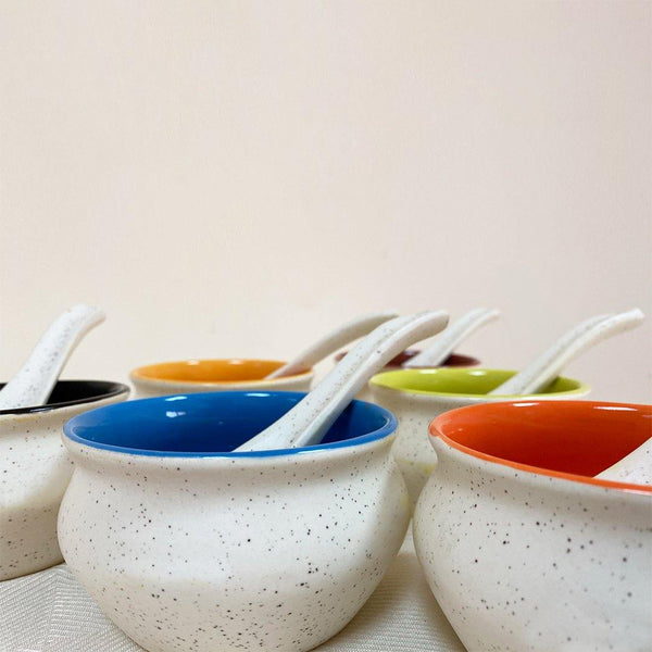 Ceramic Matte Soup Bowls - Set of 6 - Min Ayn Home Home Decoration