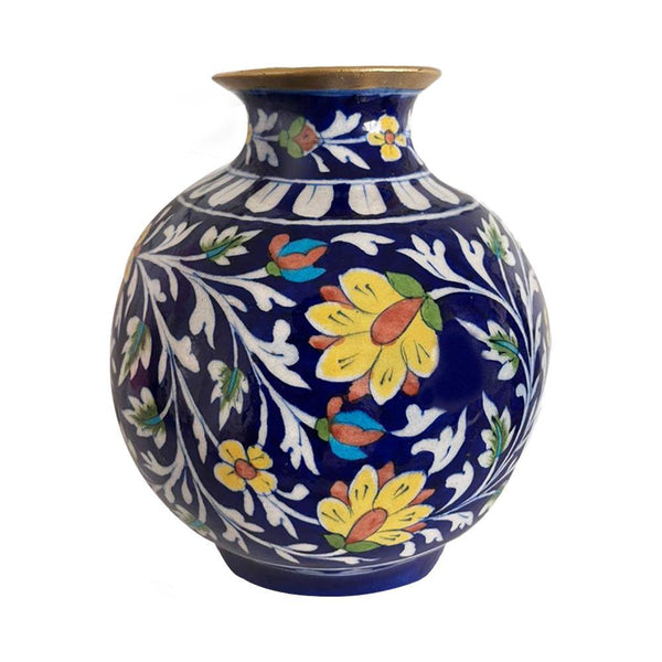 Blue Pottery Floral Vase - Min Ayn Home Home Decoration