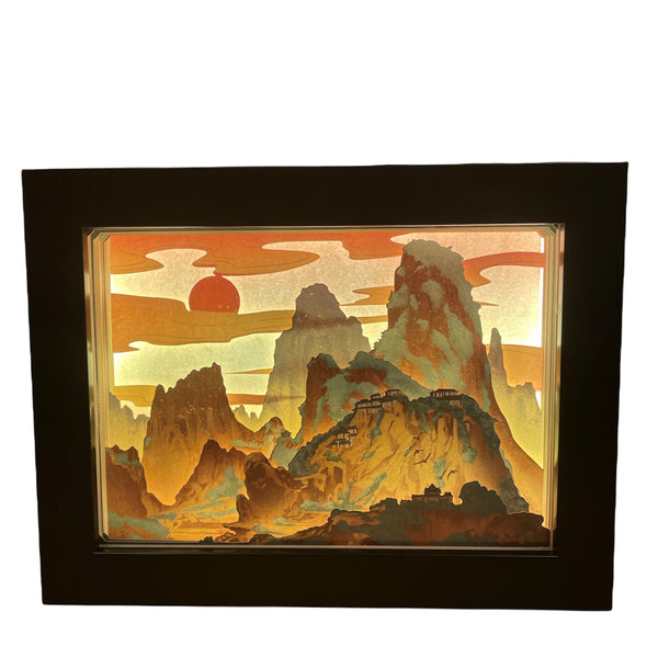 3D Paper Cut Led Light Mountain Design