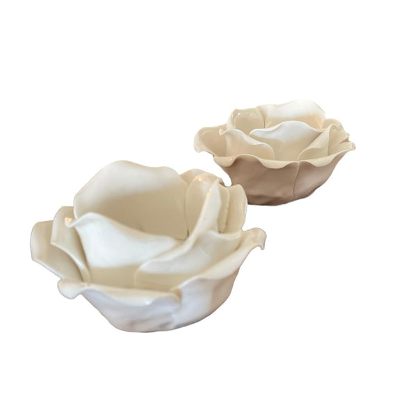 Ceramic Tea Light Candle Holder Rose Design