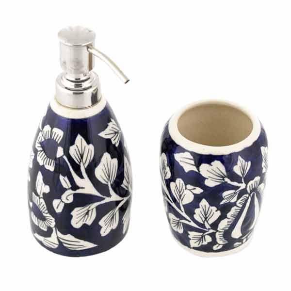 Dark Blue Floral Bathroom Set - Min Ayn Home Home Decoration