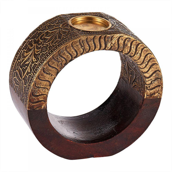 Brass Fitted Round Candle Holder - Min Ayn Home Home Decoration