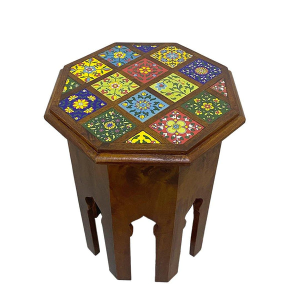 Octagonal Tile Fitted Stool - Min Ayn Home Home Decoration