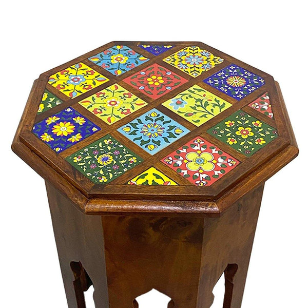 Octagonal Tile Fitted Stool - Min Ayn Home Home Decoration