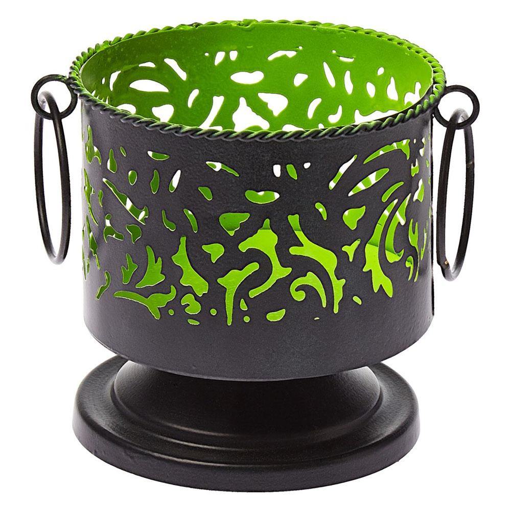 Metal Candle Holder Black Green - Min Ayn Home Home Decoration