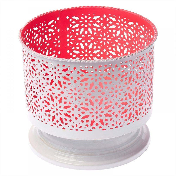Metal Candle Holder Pink White - Min Ayn Home Home Decoration