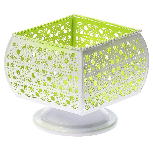 Metal Candle Holder White Green - Min Ayn Home Home Decoration