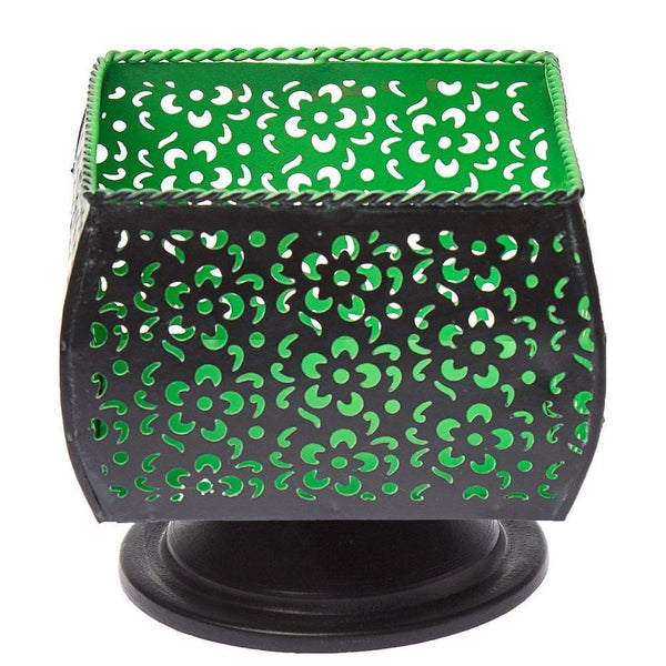 Metal Votive Candle Holder Black and Green - Min Ayn Home Home Decoration