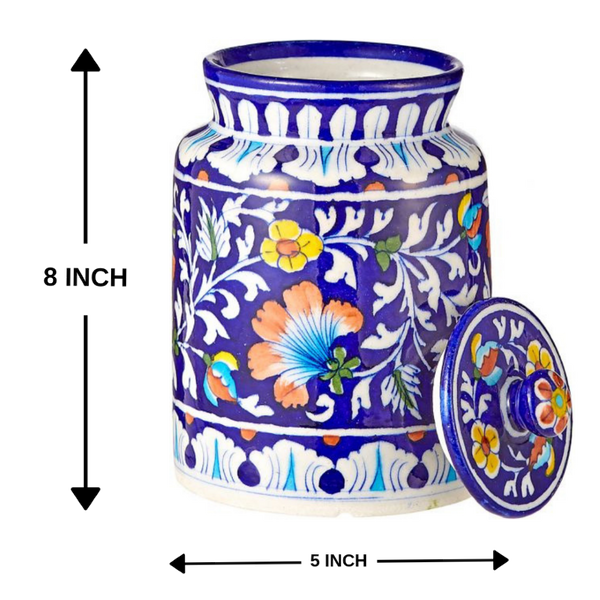 Cookie Jar Blue Pottery - Min Ayn Home Home Decoration