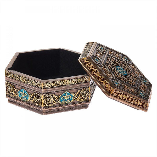 Metal Arabesque Flat Trinket Box - Min Ayn Home Home Decoration