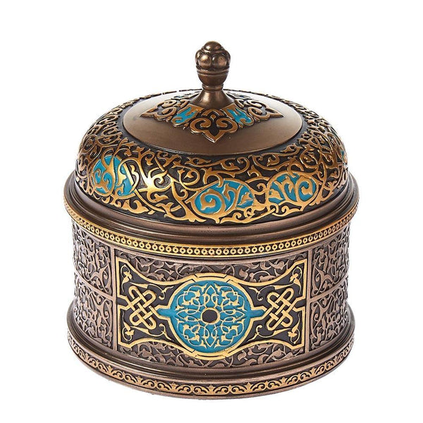 Metal Arabesque Round Trinket Box - Min Ayn Home Home Decoration
