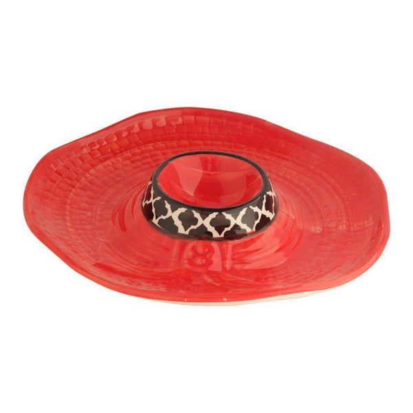 Chip And Dip Plate Red Black - Min Ayn Home Home Decoration