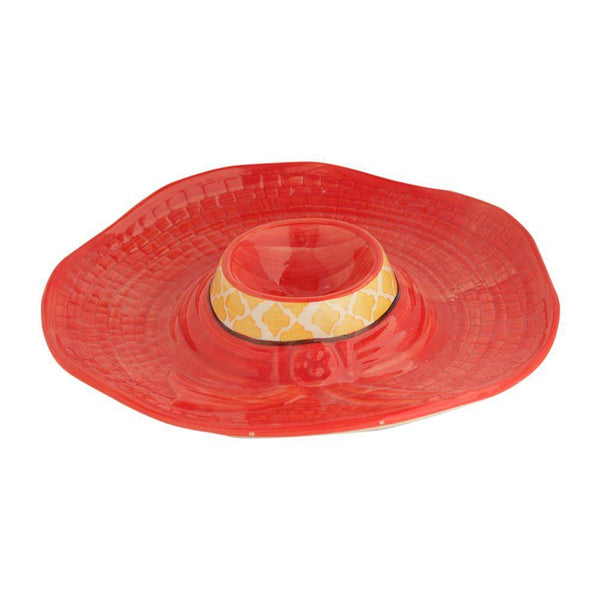 Chip And Dip Plate Red Yellow - Min Ayn Home Home Decoration