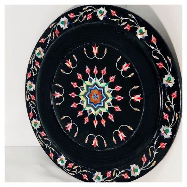Black Marble Inlay Tray - Min Ayn Home Home Decoration