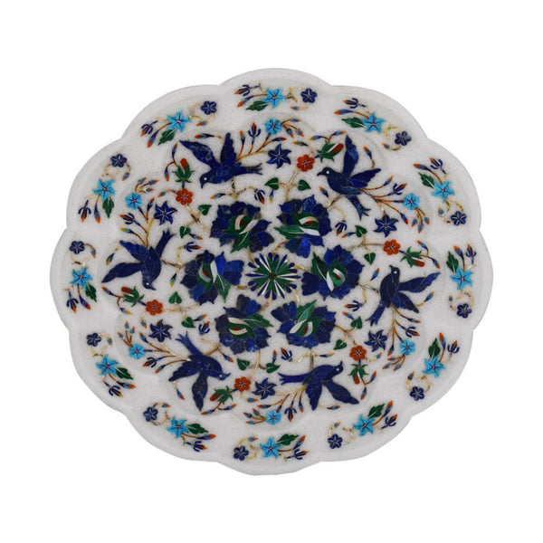Marble Plate With Birds Stone Inlay Design - Min Ayn Home Home Decoration