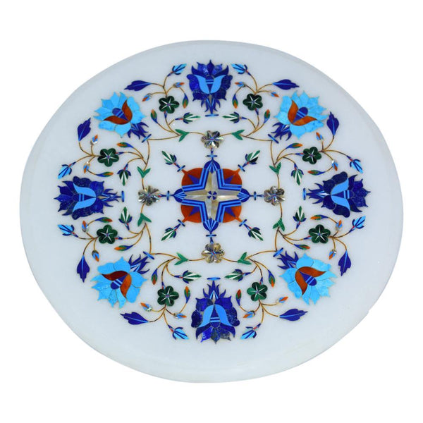 Marble Inlay Round Tray - Min Ayn Home Home Decoration