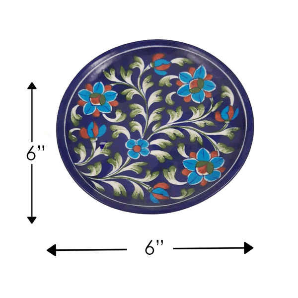Snack Plate Floral Blue - Min Ayn Home Home Decoration